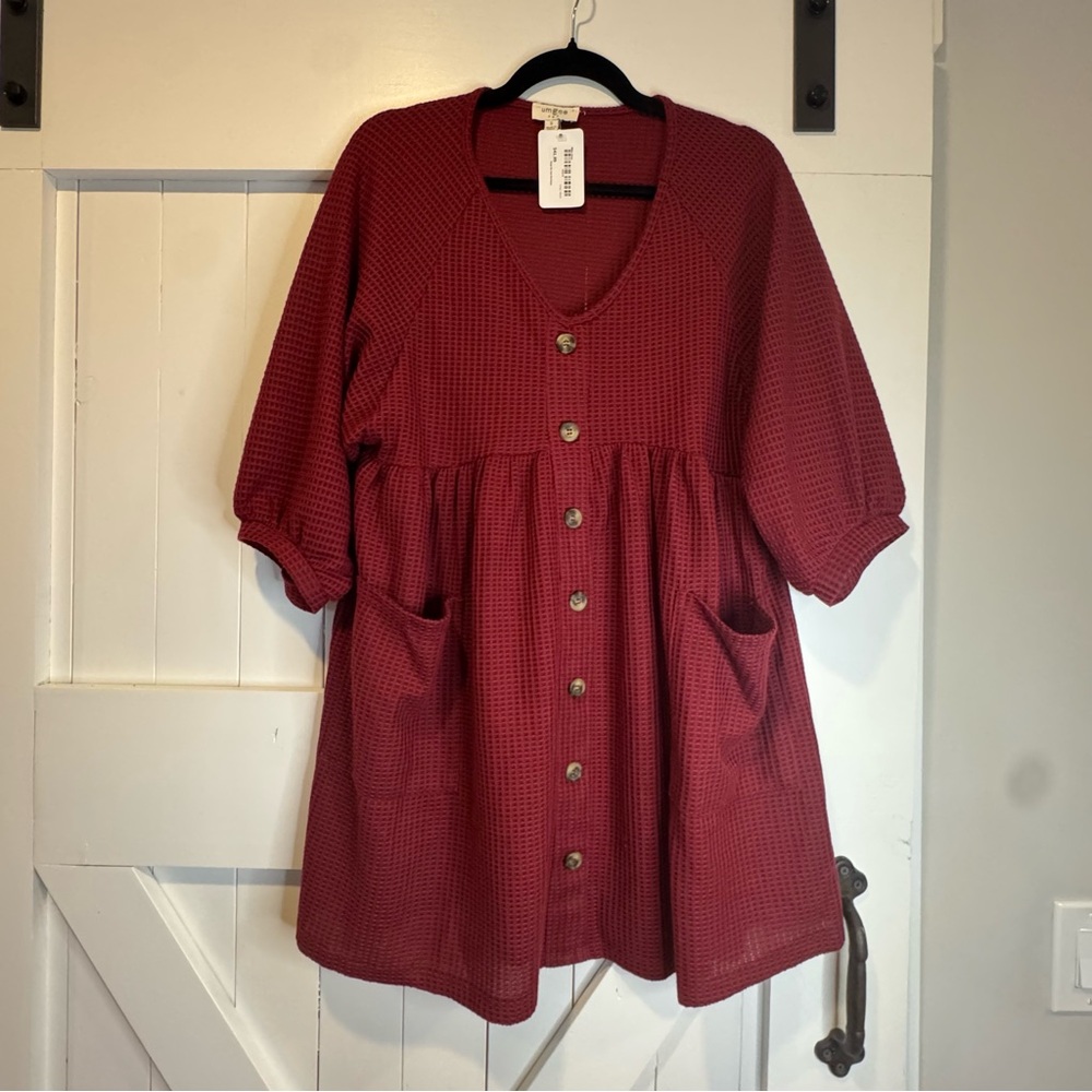 Umgee Junior’s Merlot Miller Babydoll Dress New with tags!